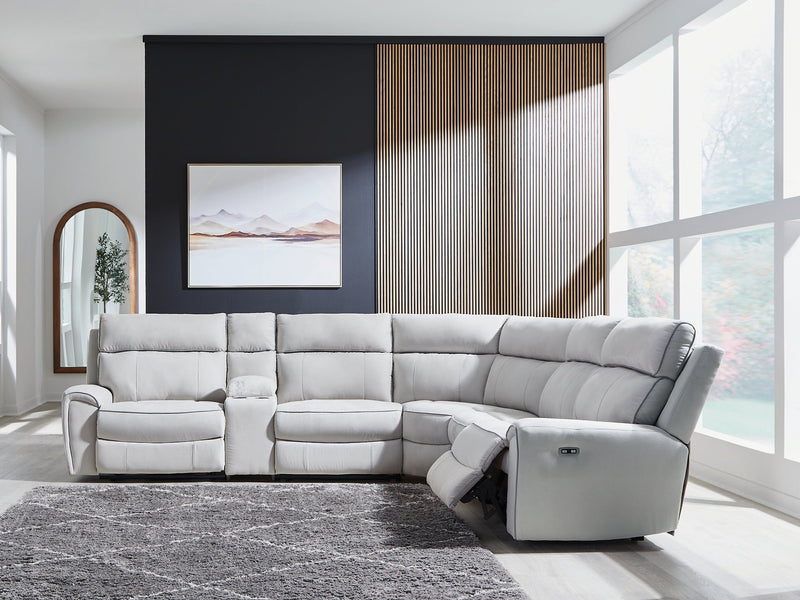 Social Pointe Reclining Sectional with Storage Console - Jay's Mattress Plus (NY)