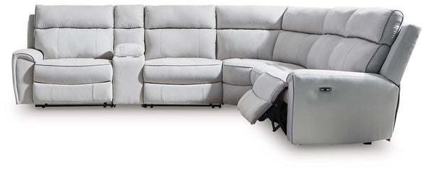 Social Pointe Reclining Sectional with Storage Console - Jay's Mattress Plus (NY)