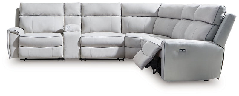 Social Pointe Reclining Sectional with Storage Console - Jay's Mattress Plus (NY)