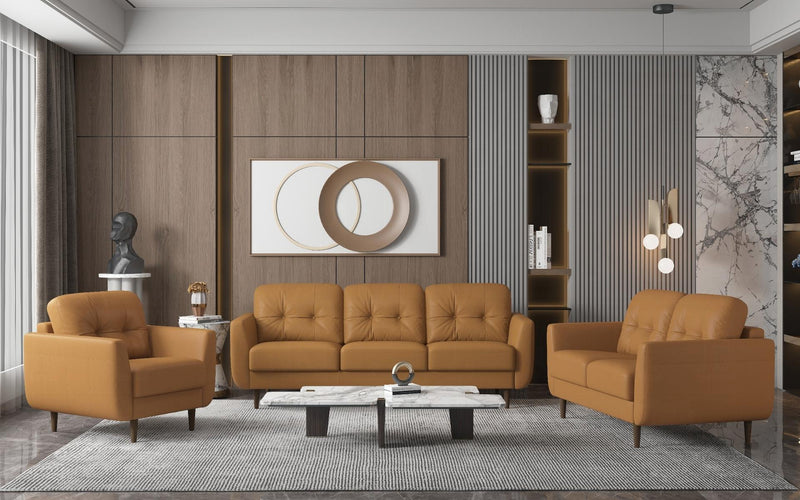 Radwan Camel Leather Sofa - Jay's Mattress Plus (NY)