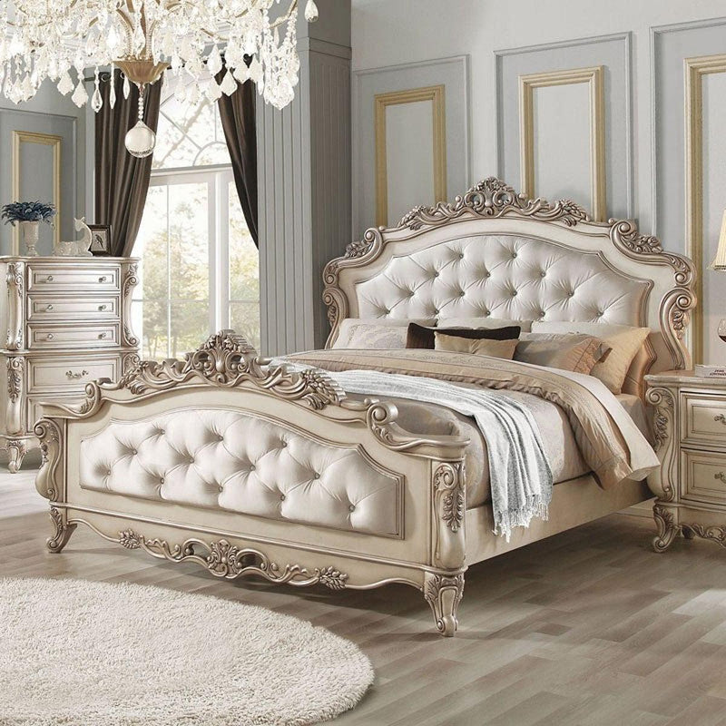 Acme Furniture Gorsedd Queen Panel Bed in Antique White - Jay's Mattress Plus (NY)