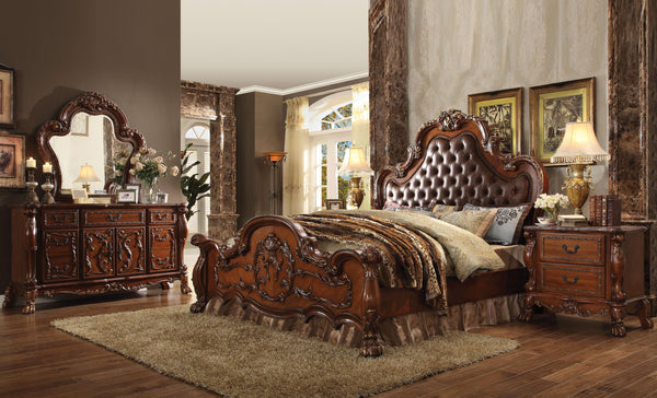 Dresden PU & Cherry Oak Eastern King Bed - Jay's Mattress Plus (NY)
