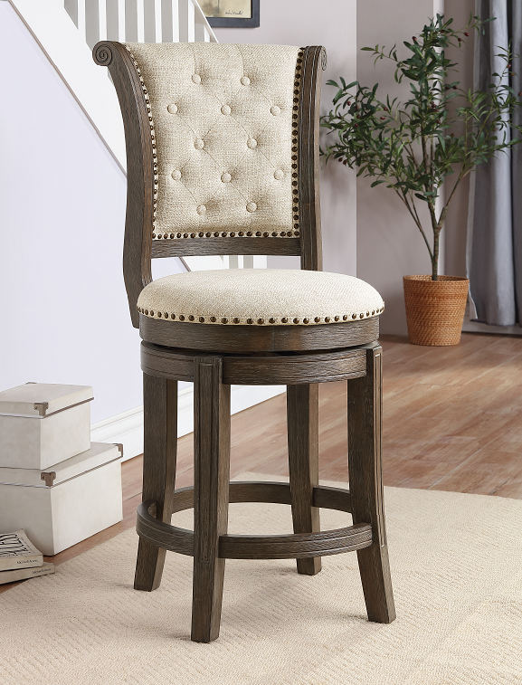 Glison Beige Fabric & Walnut Counter Height Chair (1Pc) image