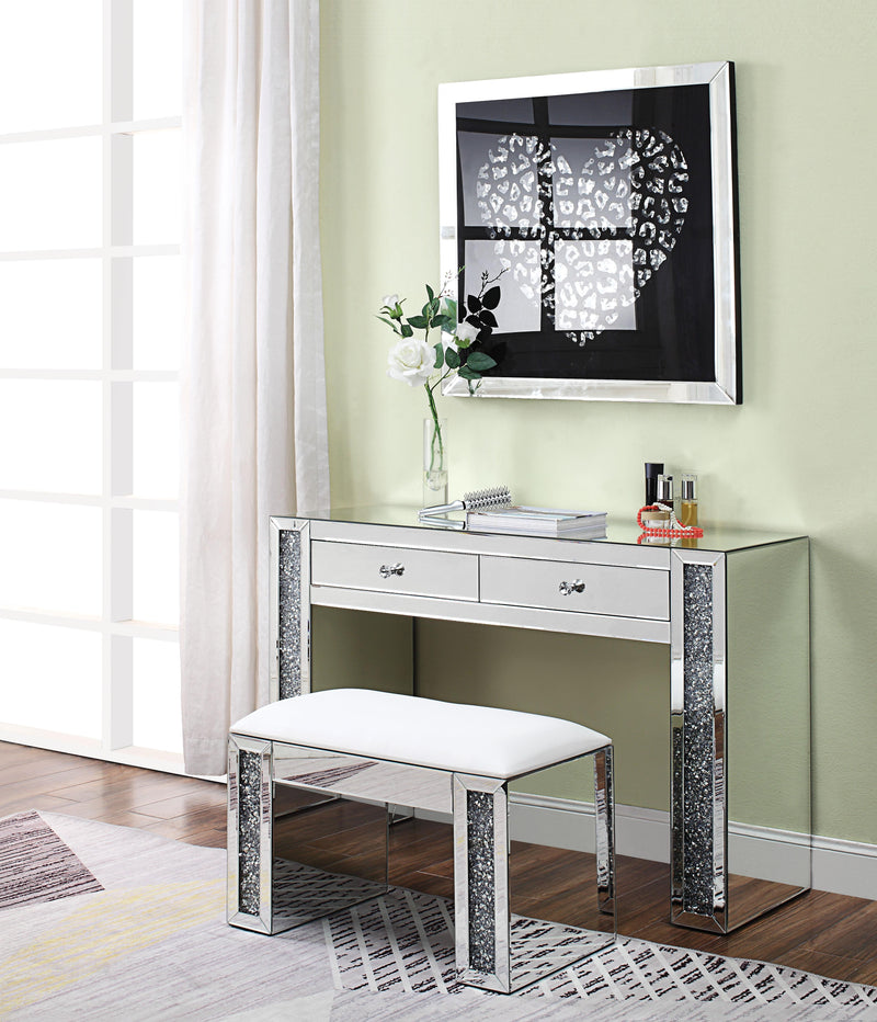 Noralie PU, Mirrored & Faux Diamonds Vanity Stool - Jay's Mattress Plus (NY)