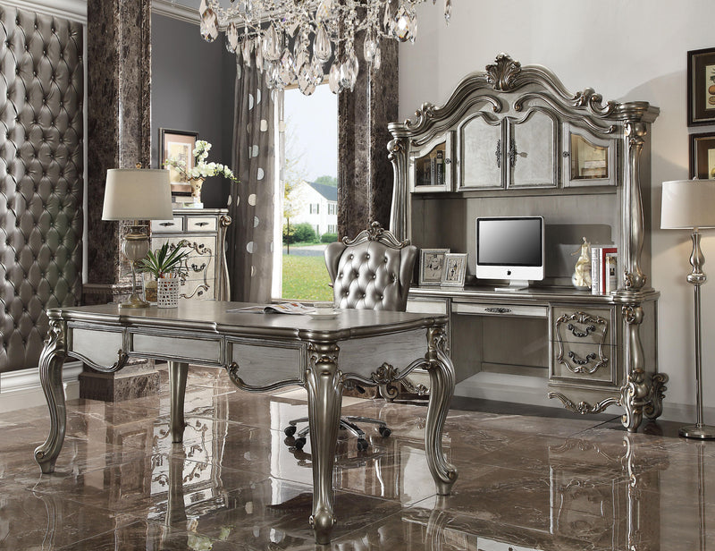 Versailles Silver PU & Antique Platinum Office Chair - Jay's Mattress Plus (NY)
