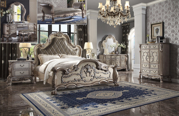 Dresden Vintage Bone White & PU Eastern King Bed - Jay's Mattress Plus (NY)