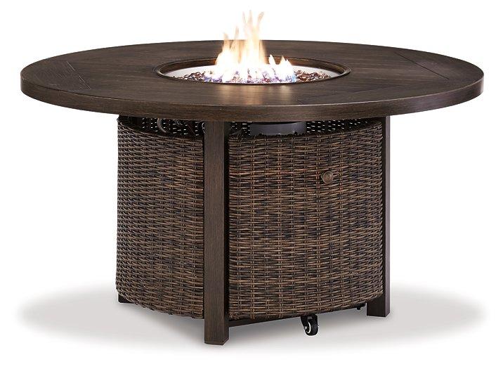 Paradise Trail Paradise Trail Fire Pit Table with 4 Nuvella Swivel Lounge Chairs - Jay's Mattress Plus (NY)