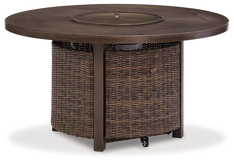 Paradise Trail Paradise Trail Fire Pit Table with 4 Nuvella Swivel Lounge Chairs - Jay's Mattress Plus (NY)