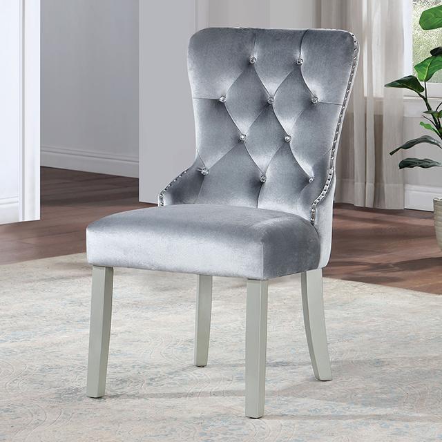ADALIA Wingback Chair (2/CTN), Silver/Dark Gray - Jay's Mattress Plus (NY)