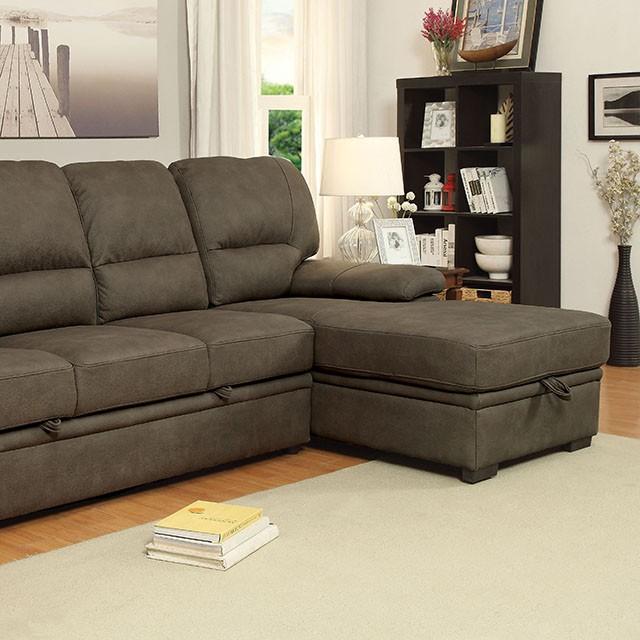 ALCESTER Brown & Gray Sectional w/ Sleeper, Ash - Jay's Mattress Plus (NY)