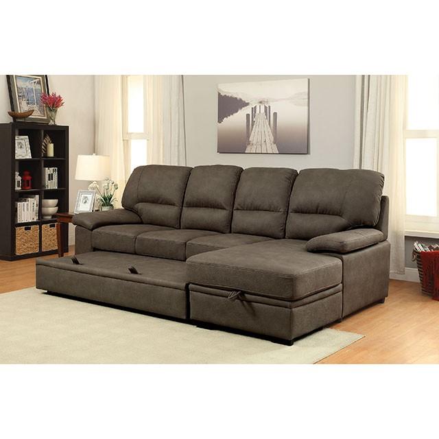 ALCESTER Brown & Gray Sectional w/ Sleeper, Ash - Jay's Mattress Plus (NY)