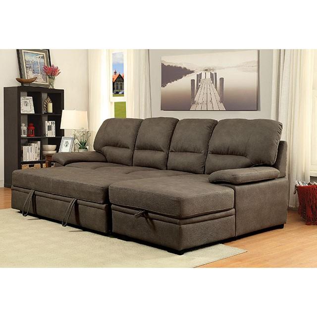 ALCESTER Brown & Gray Sectional w/ Sleeper, Ash - Jay's Mattress Plus (NY)