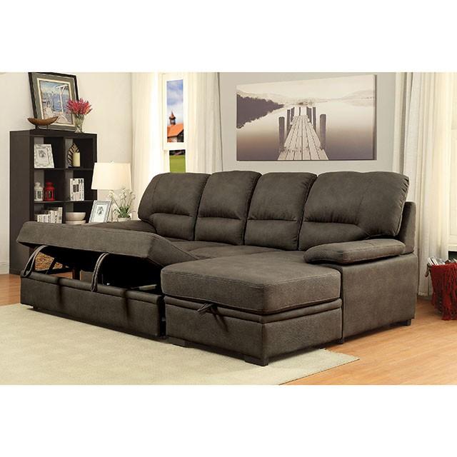 ALCESTER Brown & Gray Sectional w/ Sleeper, Ash - Jay's Mattress Plus (NY)