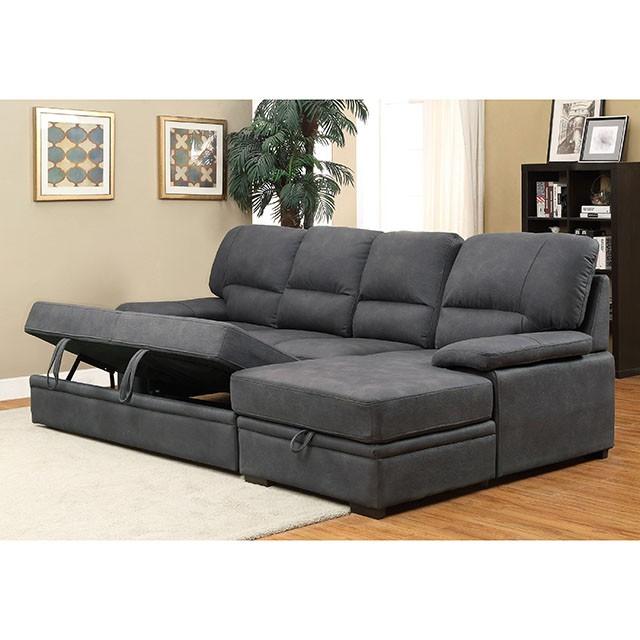 ALCESTER Brown & Gray Sectional w/ Sleeper, Ash - Jay's Mattress Plus (NY)