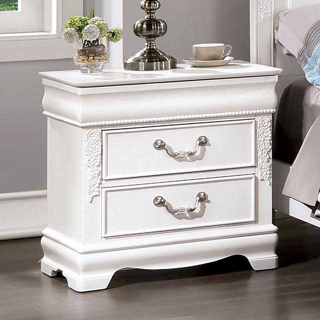 ALECIA Night Stand w/ USB, White - Jay's Mattress Plus (NY)
