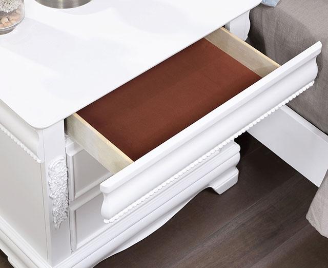 ALECIA Night Stand w/ USB, White - Jay's Mattress Plus (NY)