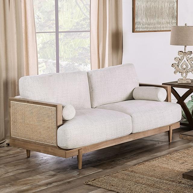 ALESUND Loveseat, Beige/Light Oak, Natural & Brown - Jay's Mattress Plus (NY)