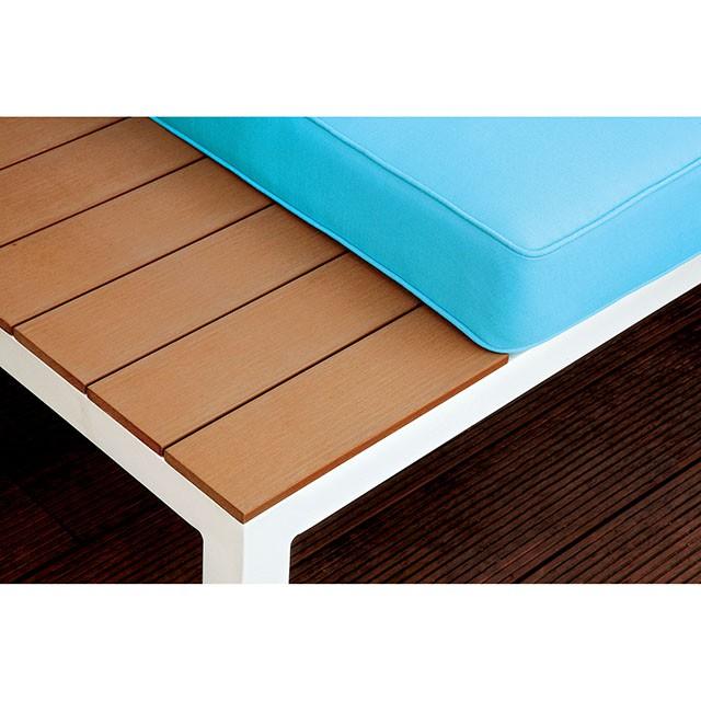 WINONA White/Oak/Blue Patio Sectional w/ Table - Jay's Mattress Plus (NY)
