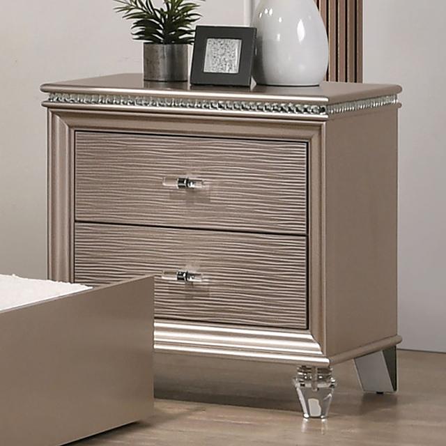 ALLIE Night Stand Beige & Rose Gold - Jay's Mattress Plus (NY)