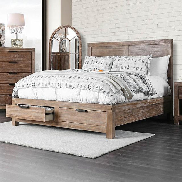 Wynton Weathered Light Oak Cal.King, E.King, & Queen Bed - Jay's Mattress Plus (NY)