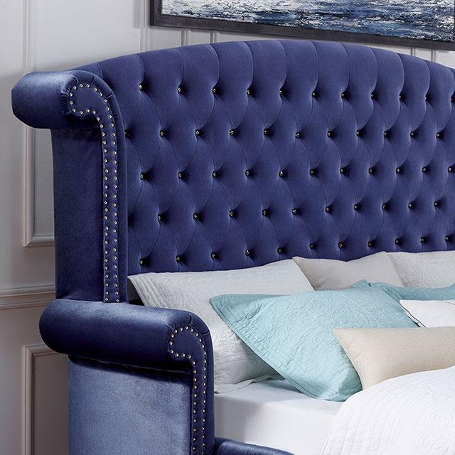 ALZIR Cal.King, E.King, & Queen Bed, Blue - Jay's Mattress Plus (NY)
