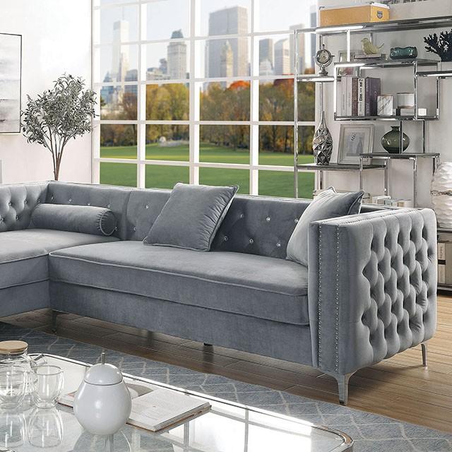 Amie Glam Gray & Black Sectional w/Storage - Jay's Mattress Plus (NY)