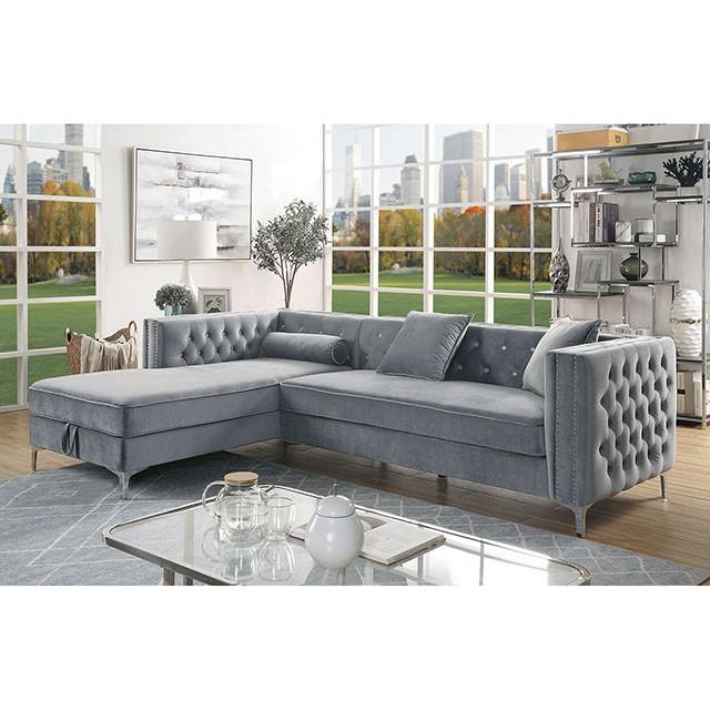 Amie Glam Gray & Black Sectional w/Storage - Jay's Mattress Plus (NY)