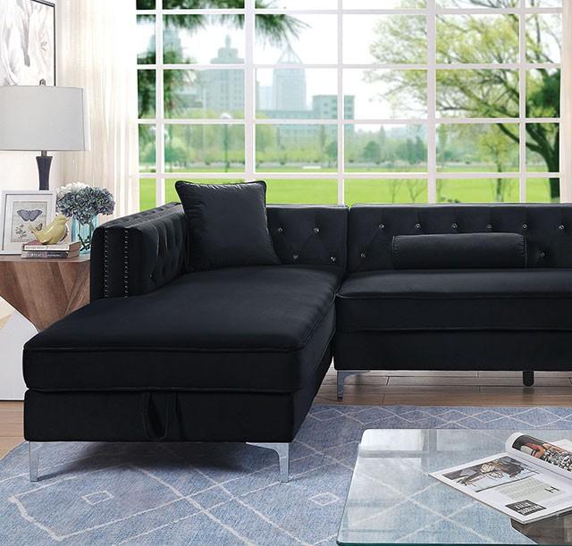 Amie Glam Gray & Black Sectional w/Storage - Jay's Mattress Plus (NY)