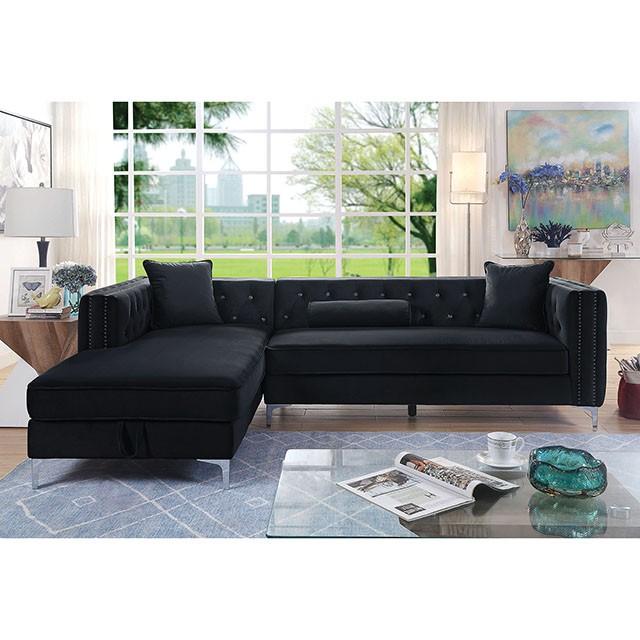 Amie Glam Gray & Black Sectional w/Storage - Jay's Mattress Plus (NY)