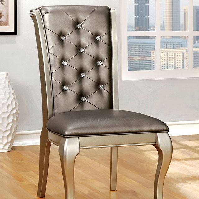 AMINA Champagne Side Chair (2/CTN) - Jay's Mattress Plus (NY)