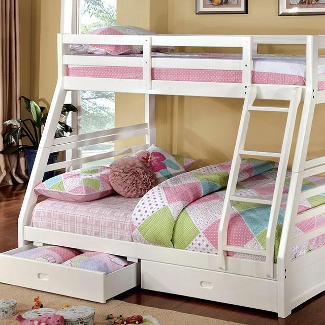 California II Cherry Twin/Full Bunk Bed w/ 2 Drawers Cherry, Walnut, Grey, &Oak - Jay's Mattress Plus (NY)