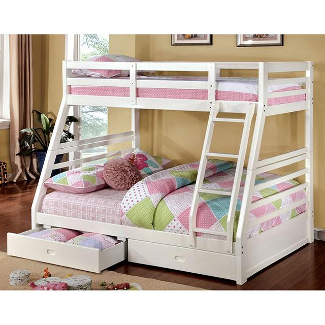 California II Cherry Twin/Full Bunk Bed w/ 2 Drawers Cherry, Walnut, Grey, &Oak - Jay's Mattress Plus (NY)