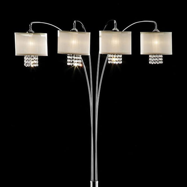 Claris Ivory/Chrome Arch Lamp, Hanging Crystal - Jay's Mattress Plus (NY)
