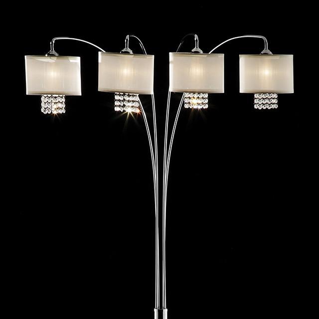 Claris Ivory/Chrome Arch Lamp, Hanging Crystal - Jay's Mattress Plus (NY)
