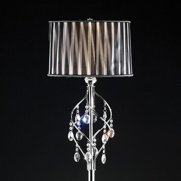 Arya Black/Chrome Floor Lamp, Hanging Crystal - Jay's Mattress Plus (NY)