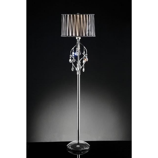 Arya Black/Chrome Floor Lamp, Hanging Crystal - Jay's Mattress Plus (NY)