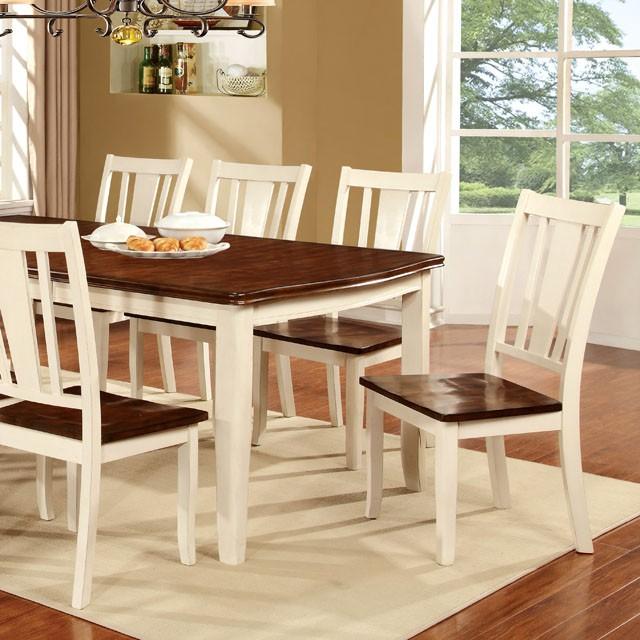 DOVER Vintage White/Cherry Dining Table w/ 18" Leaf - Jay's Mattress Plus (NY)