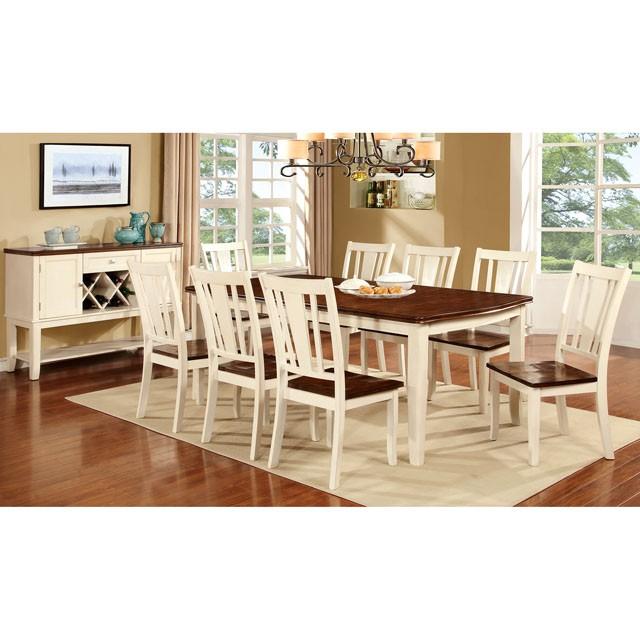 DOVER Vintage White/Cherry Dining Table w/ 18" Leaf - Jay's Mattress Plus (NY)