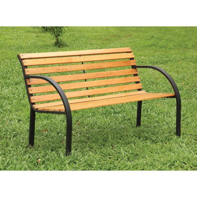 DUMAS Oak/Black Patio Wooden Bench - Jay's Mattress Plus (NY)
