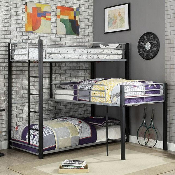 Aubrey Sand Black Twin Triple Decker Bed - Jay's Mattress Plus (NY)