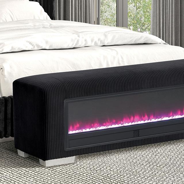 Elnath Bench w/ Visual Crystal Fireplace - Jay's Mattress Plus (NY)