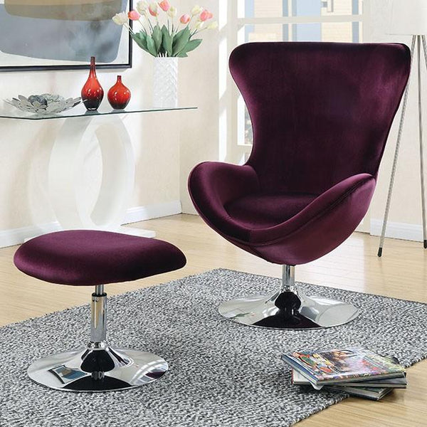 Eloise Purple Accent Chair w/ Ottoman - Jay's Mattress Plus (NY)