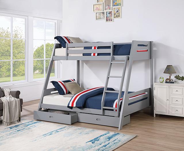 Emilee Twin/Full Bunk Bed White, Grey, Espresso, & Black - Jay's Mattress Plus (NY)
