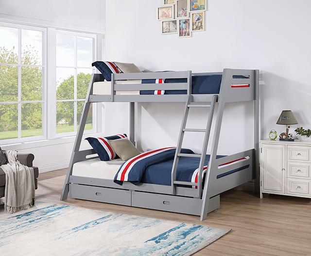 Emilee Twin/Full Bunk Bed White, Grey, Espresso, & Black - Jay's Mattress Plus (NY)