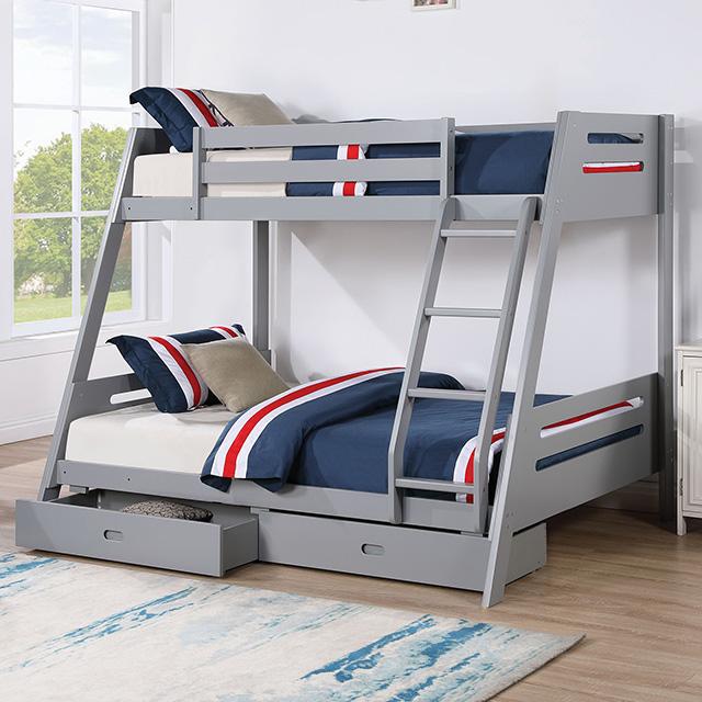 Emilee Twin/Full Bunk Bed White, Grey, Espresso, & Black - Jay's Mattress Plus (NY)