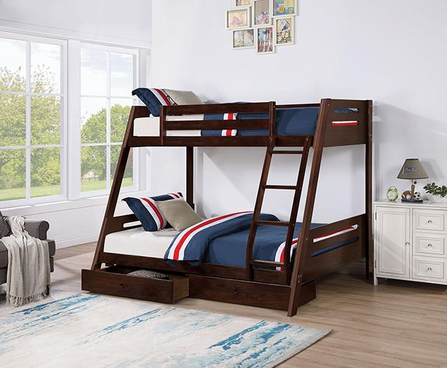 Emilee Twin/Full Bunk Bed White, Grey, Espresso, & Black - Jay's Mattress Plus (NY)