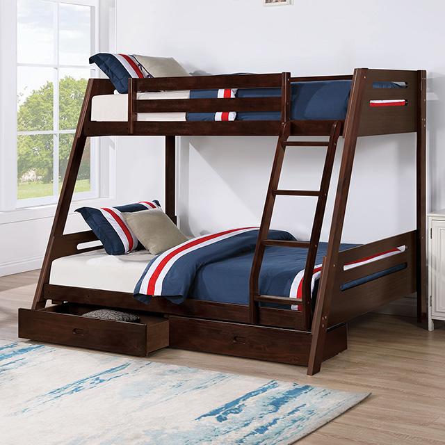 Emilee Twin/Full Bunk Bed White, Grey, Espresso, & Black - Jay's Mattress Plus (NY)
