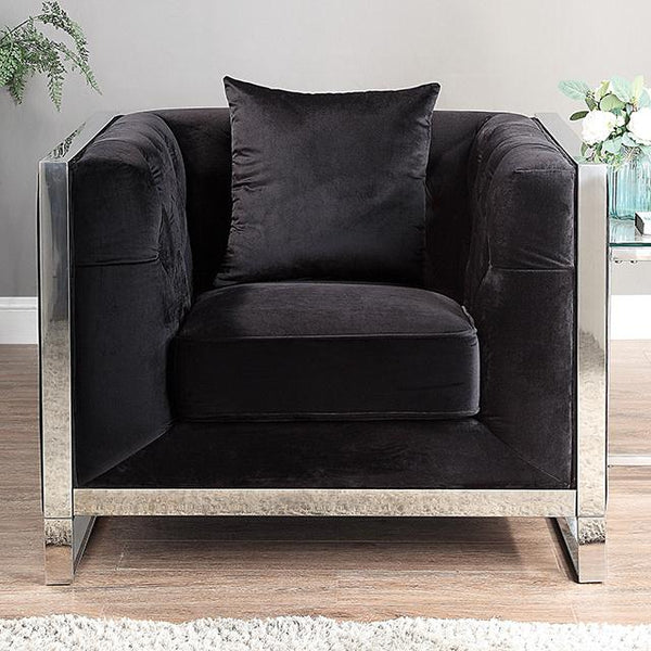 EVADNE Chair w/ Pillow, Black - Jay's Mattress Plus (NY)