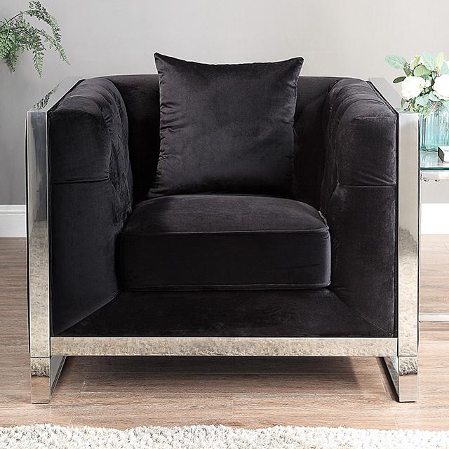 EVADNE Chair w/ Pillow, Black - Jay's Mattress Plus (NY)