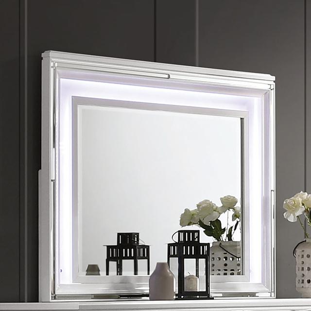 EMMELINE Mirror w/ LED Lights, White - Jay's Mattress Plus (NY)